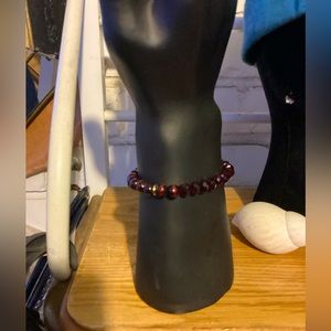 Men’s January Birthstone Garnet Crystal N Wood Bracelet